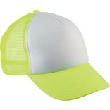 Casquette enfant 5 panneaux trucker KP143 - White / Fluorescent Yellow