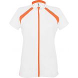 Maillot cycliste femme zippé manches courtes PA448 - White / Orange - 