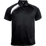 Polo sport manches courtes unisexe PA457 - Black / White / Storm Grey