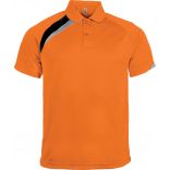 Polo sport manches courtes unisexe PA457 - Orange / Black / Storm Grey