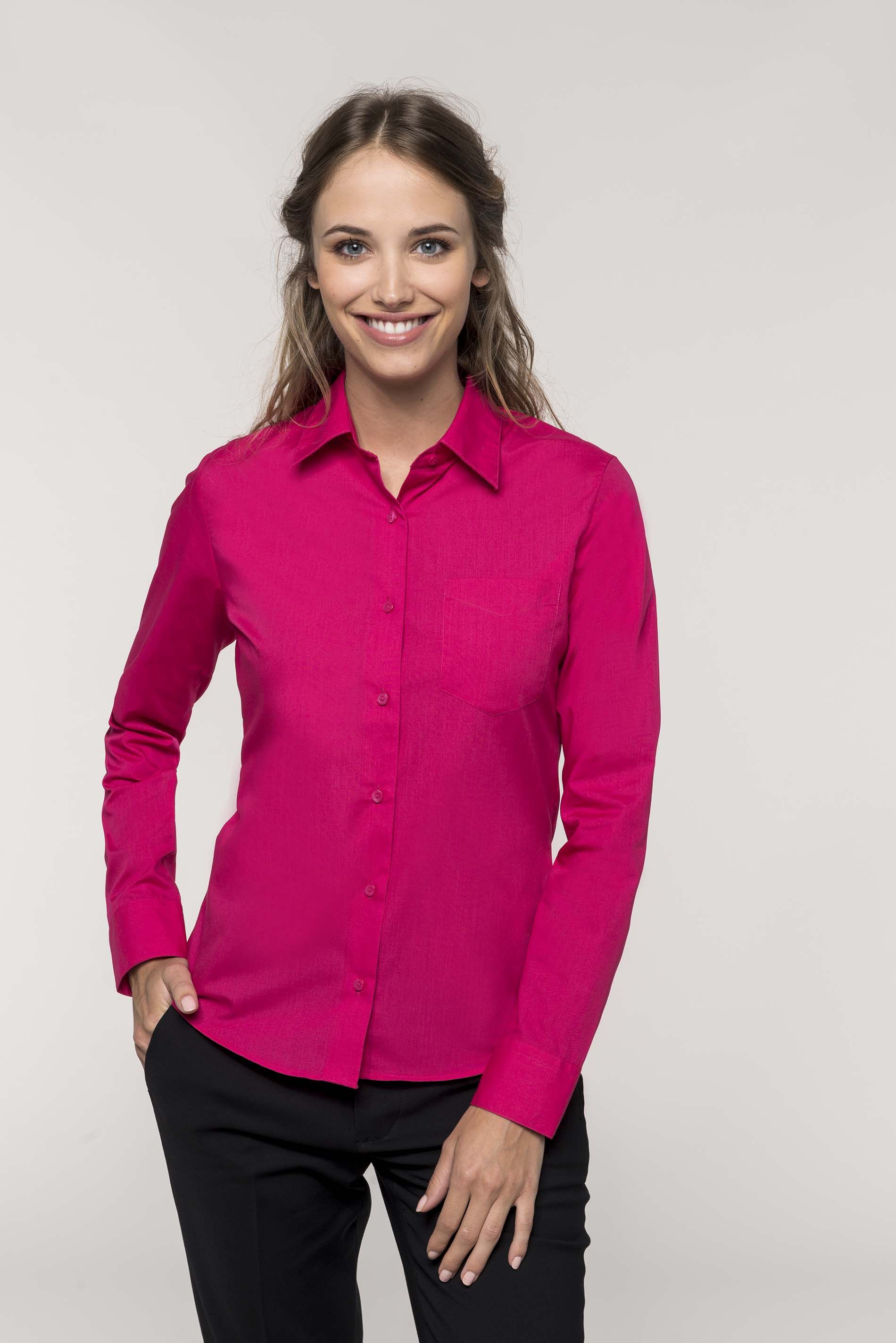 Chemise manches longues satin vert foncé femme