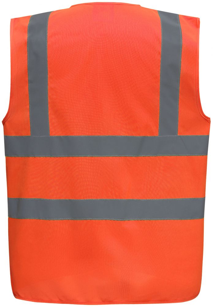 Gilet Haute Visibilité Orange EN471 Classe 2 - Taille L, 100% Polyester, Fermeture Velcro - Pour Chantier, Sécurité Routière