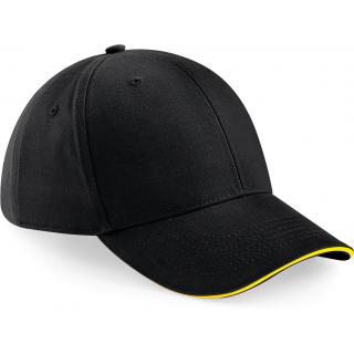 Casquette Athleisure - 6 panneaux B20 - Black / Yellow personnalisable - Vue de face