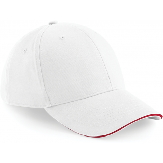 Casquette Athleisure - 6 panneaux B20 - White / Classic Red personnalisable - Vue de face