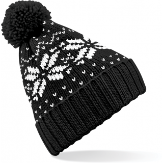 Bonnet Snowstar® jacquard B456 - Black / White personnalisable - Vue de face