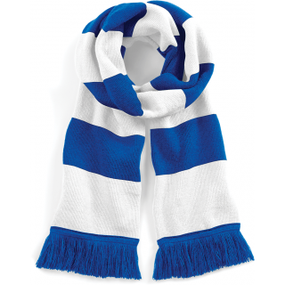 Écharpe rayée Stadium B479 - Bright Royal / White personnalisable - Vue de face