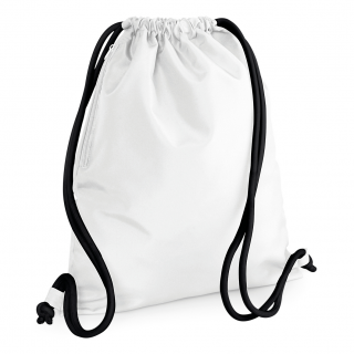 Sac à dos de gym à cordon BG110 - White / Black personnalisable - Vue de face