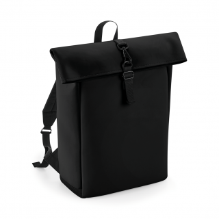 Sac à dos avec rabat roll-top en polyuréthane mat BG335 - Black personnalisable - Vue de face