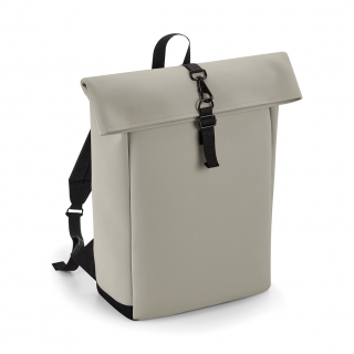 Sac à dos avec rabat roll-top en polyuréthane mat BG335 - Clay personnalisable - Vue de face