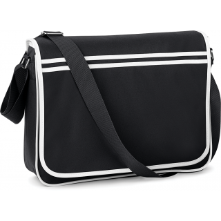 Sac messenger rétro BG71 - Black / White personnalisable - Vue de face
