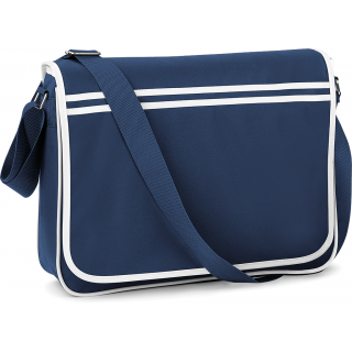 Sac messenger rétro BG71 - French Navy / White personnalisable - Vue de face