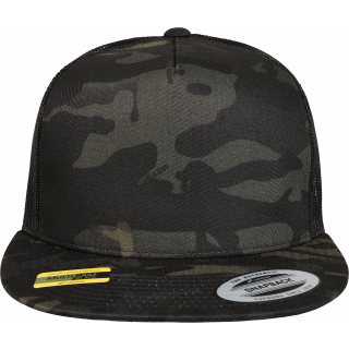 Casquette trucker multicam FL6006MC - BLACK personnalisable - Vue de face
