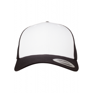 Casquette Retro Trucker Colored Front FL6606CF - BLACK / WHITE personnalisable - Vue de face