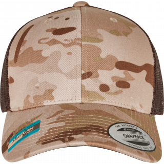 Casquette retro trucker multicam FL6606MC - Arid / BROWN personnalisable - Vue de face