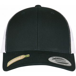 Casquette Classic retro trucker FL6606RT - BLACK / WHITE personnalisable - Vue de face
