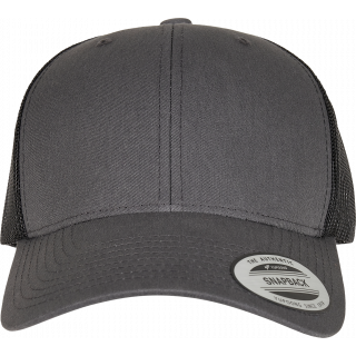 Casquette retro trucker bicolore FL6606T - Charcoal / Black personnalisable - Vue de face