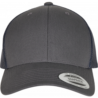 Casquette retro trucker bicolore FL6606T - Charcoal / Navy personnalisable - Vue de face