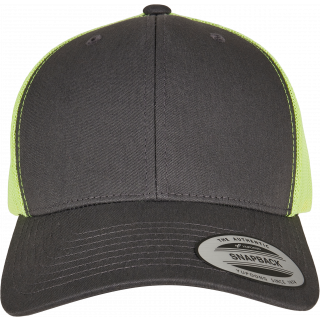 Casquette retro trucker bicolore FL6606T - Charcoal / Neon Green personnalisable - Vue de face