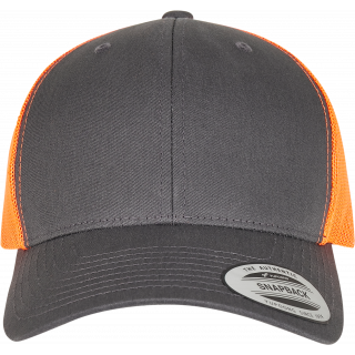 Casquette retro trucker bicolore FL6606T - Charcoal / Neon Orange personnalisable - Vue de face