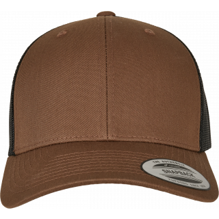 Casquette retro trucker bicolore FL6606T - Coyote Brown / Black personnalisable - Vue de face