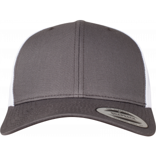 Casquette retro trucker bicolore FL6606T - Darkgrey / White personnalisable - Vue de face