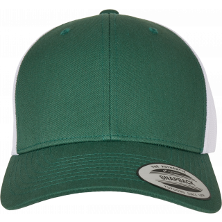 Casquette retro trucker bicolore FL6606T - Evergreen / White personnalisable - Vue de face