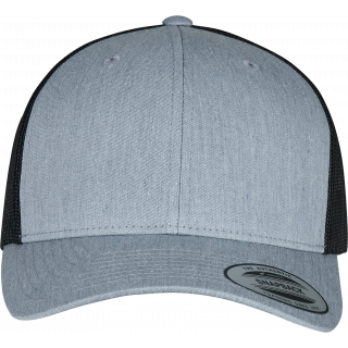Casquette retro trucker bicolore FL6606T - Heather / Black personnalisable - Vue de face