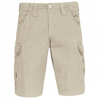 Bermuda multipoches K766 - Beige personnalisable - Vue de face