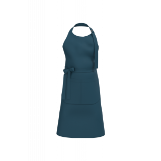 Tablier avec poche en coton Bio K8007 - Peacock Blue personnalisable - Vue de face