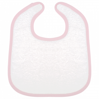 Bavoir éponge bébé K833 - White / Pink personnalisable - Vue de face