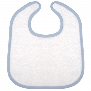 Bavoir éponge bébé K833 - White / Sky Blue personnalisable - Vue de face