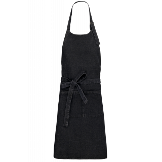 Tablier coton avec poche K885 - Black Denim personnalisable - Vue de face