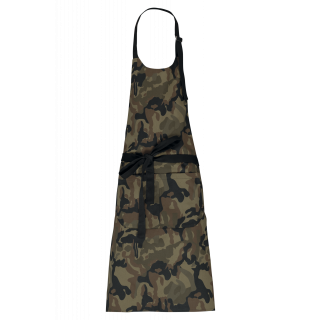 Tablier coton avec poche K885 - Olive Camouflage personnalisable - Vue de face