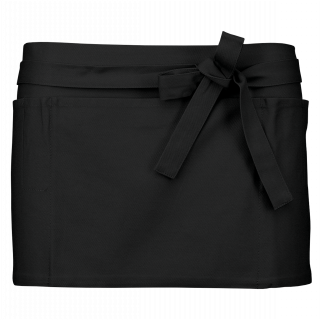 Tablier coton court K886 - Black personnalisable - Vue de face