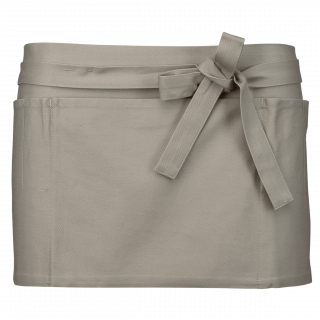 Tablier coton court K886 - Beige personnalisable - Vue de face