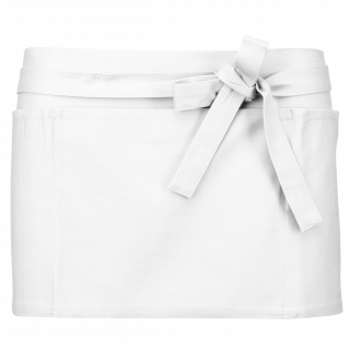 Tablier coton court K886 - White personnalisable - Vue de face