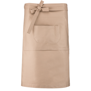 Tablier coton long K887 - Beige personnalisable - Vue de face