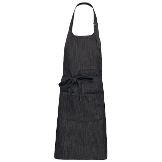 Tablier polycoton avec poche K890 - Black Denim personnalisable - Vue de face