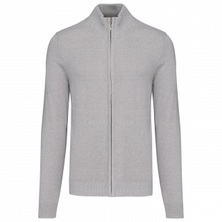 Cardigan zippé homme K961 - Grey Melange personnalisable - Vue de face
