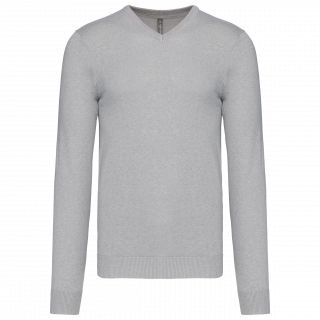 Pull col V homme K965 - Grey Melange personnalisable - Vue de face