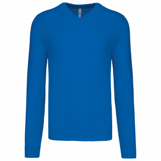 Pull col V homme K965 - Light Royal Blue personnalisable - Vue de face