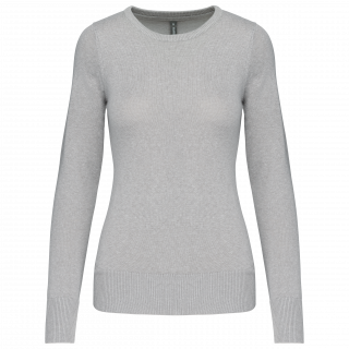 Pull col rond femme K968 - Grey Melange personnalisable - Vue de face