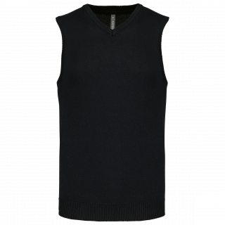 Pull col V sans manches K969 - Black personnalisable - Vue de face