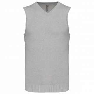 Pull col V sans manches K969 - Grey Melange personnalisable - Vue de face