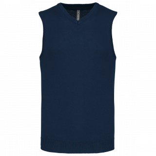 Pull col V sans manches K969 - Navy personnalisable - Vue de face