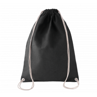 Sac à dos en coton avec cordelettes KI0125 - Black personnalisable - Vue de face