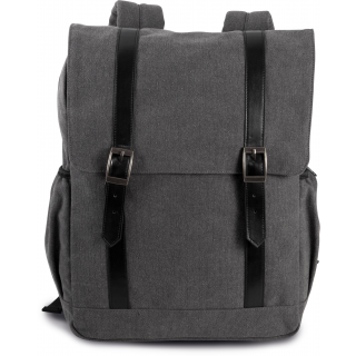 Sac à dos en toile à rabat KI0143 - Washed Dark Grey personnalisable - Vue de face