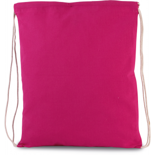 Petit sac à dos en coton bio avec cordelettes KI0147 - Magenta personnalisable - Vue de face