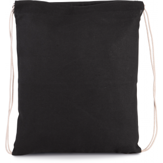 Petit sac à dos en coton bio avec cordelettes KI0147 - Black personnalisable - Vue de face