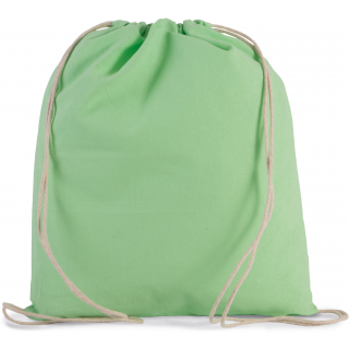 Petit sac à dos en coton bio avec cordelettes KI0147 - Pistachio Green personnalisable - Vue de face